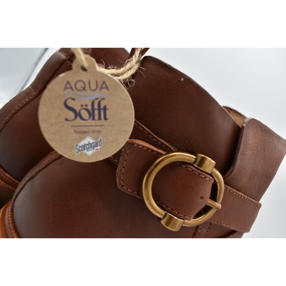 Sofft Womens Size 11 Jenine Bourbon Leather Zip Block Heel Ankle Boots Shoes - Picture 6 of 15